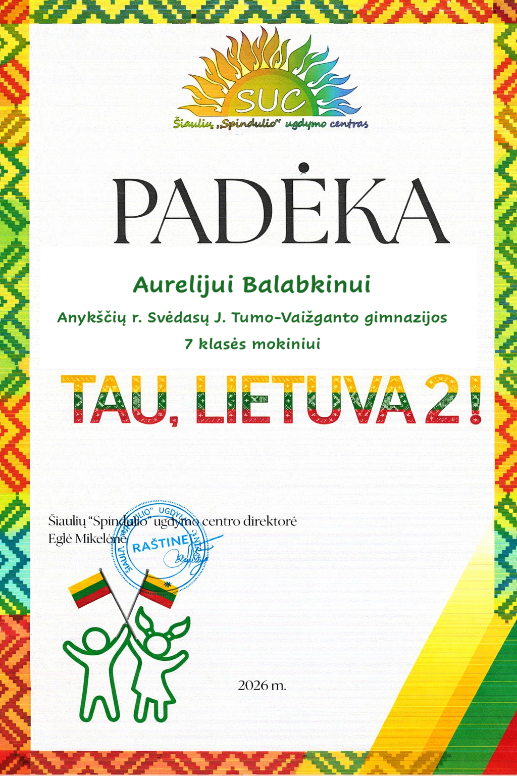 AURELIJUI 26 padeka Tau Lietuva 2