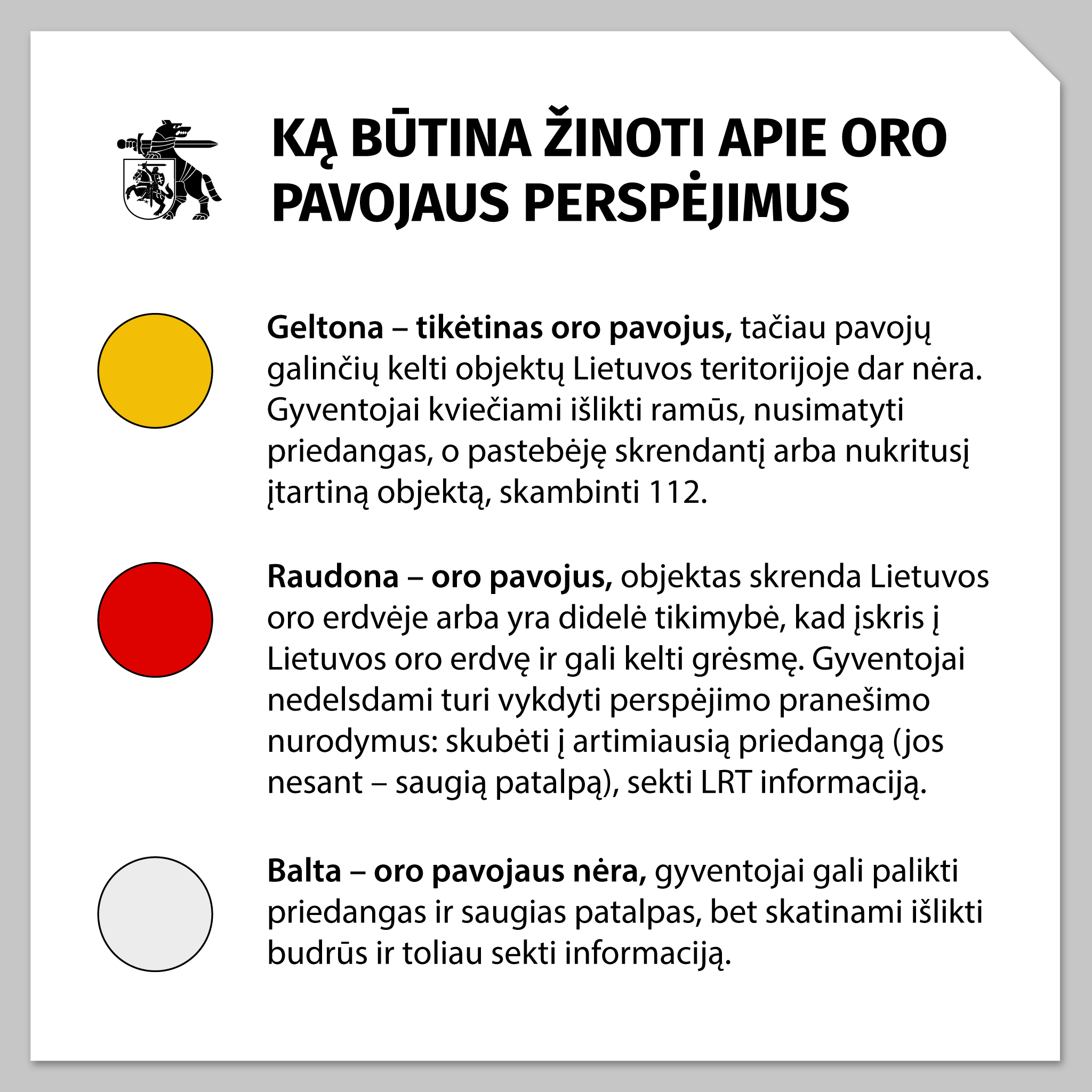 KAM apie oro pavojaus perspėjimus