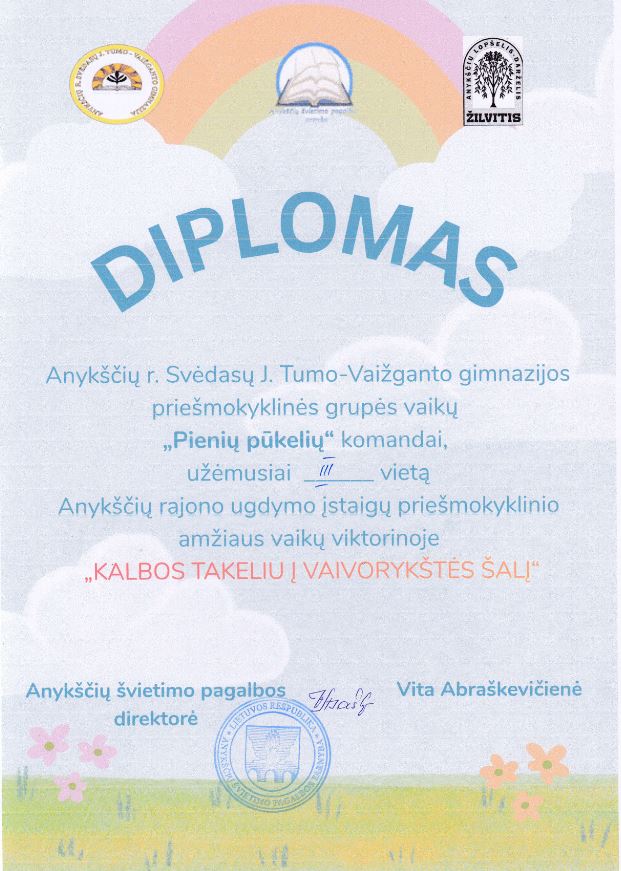 vaiku viktorina diplomas